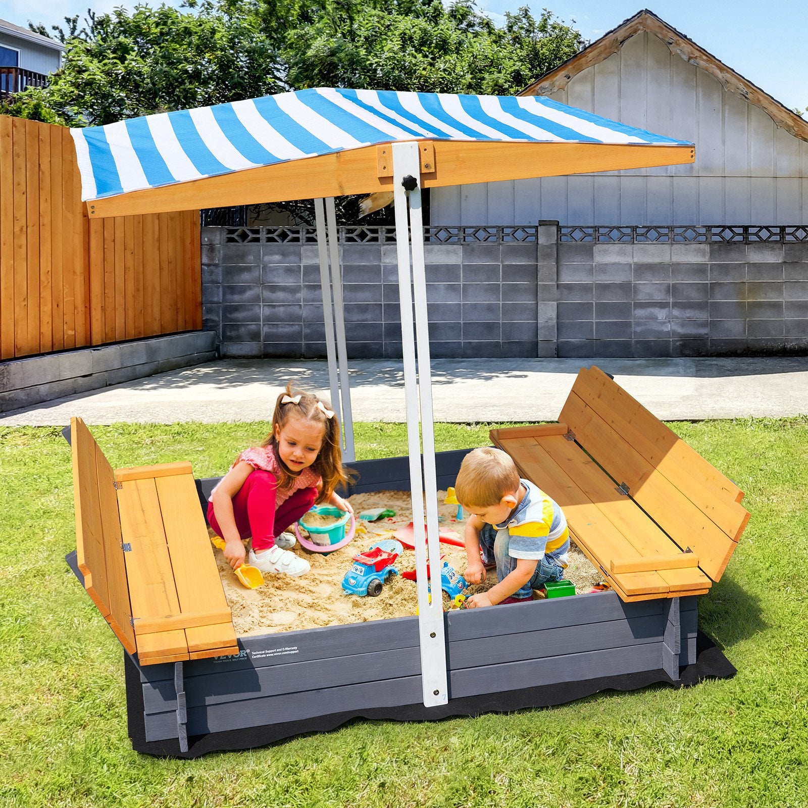 Medinė smėlio dėžė VEVOR SG-1200G, 1455 x 1200 mm