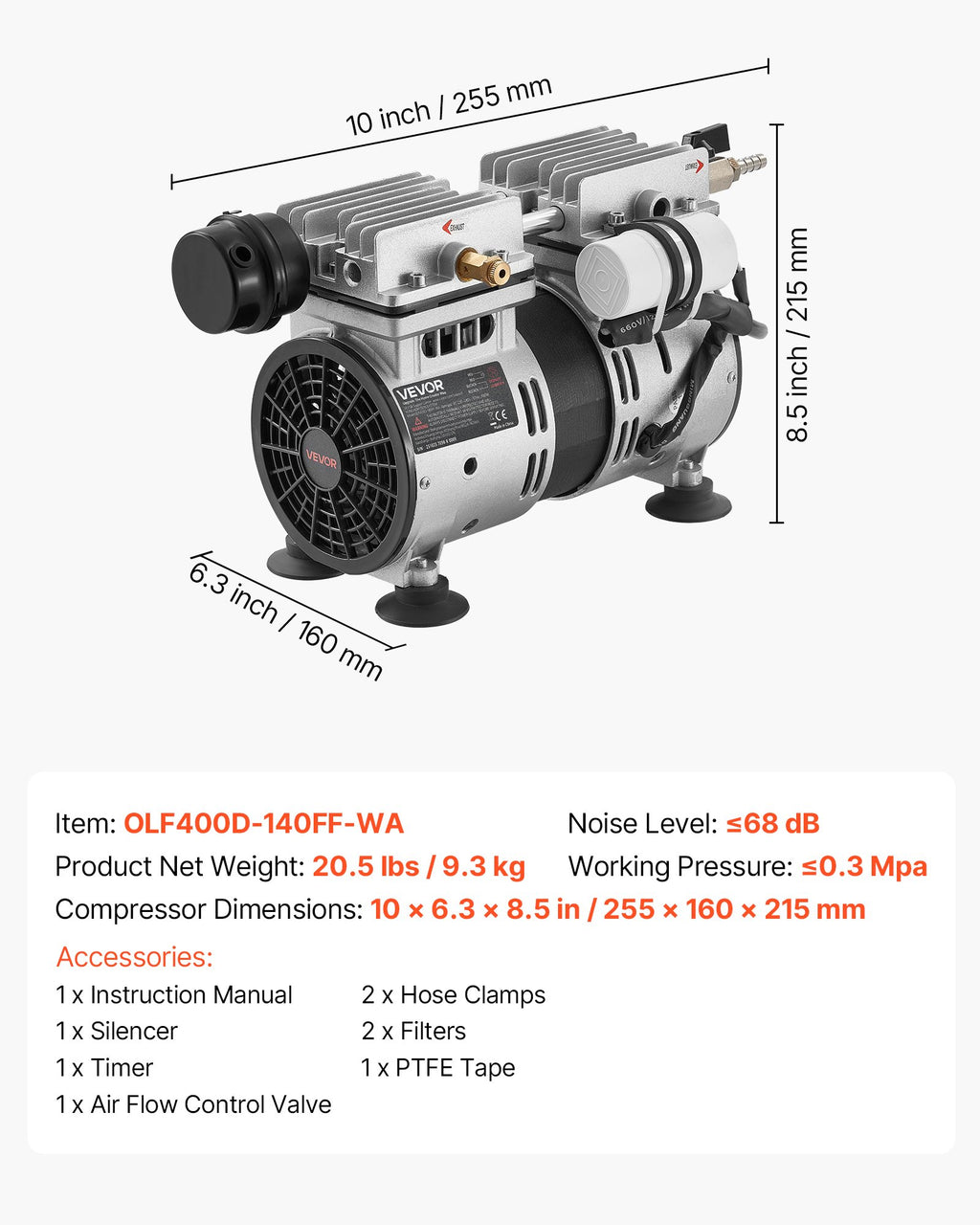 Tvenkinio aeratorius VEVOR OLF400D-140FF-WA, 590 W