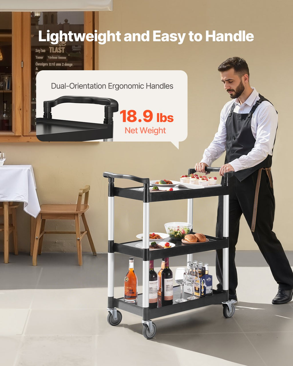 Serviravimo vežimėlis VEVOR SYTCSS10, 136 kg keliamoji galia