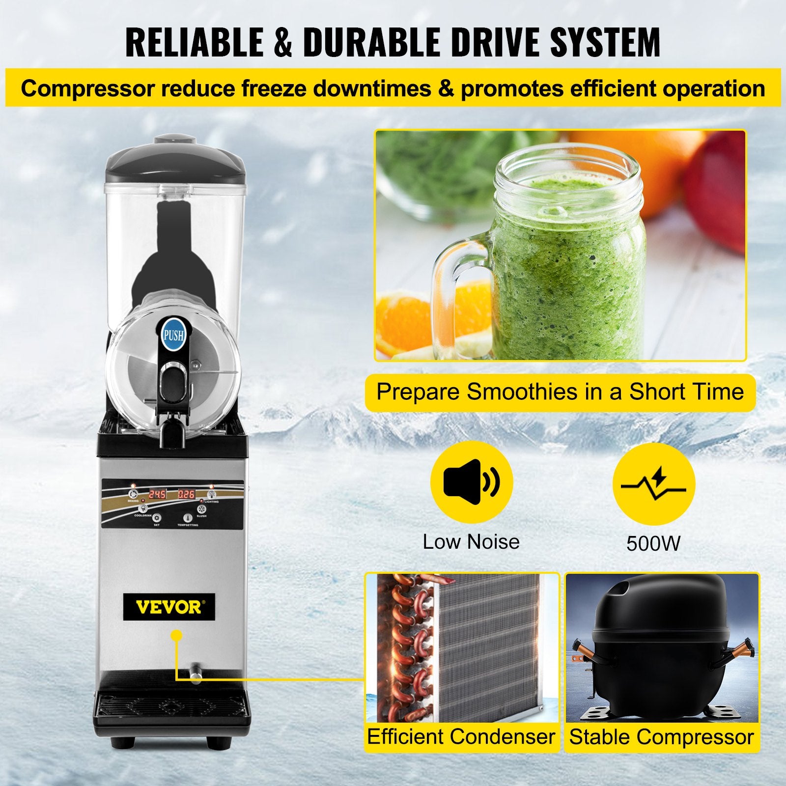 Šaldytų gėrimų aparatas (granitorius) VEVOR X-150, 15 l talpa