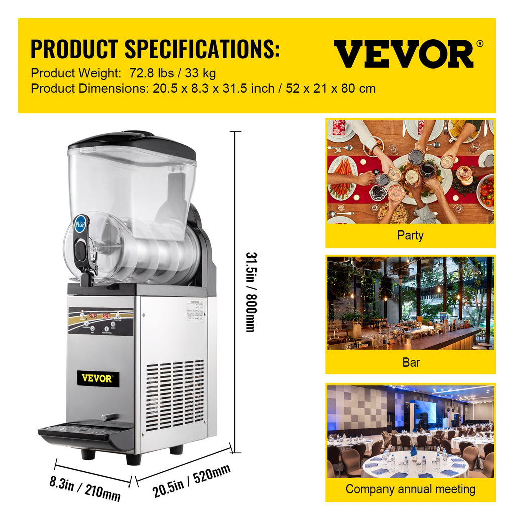 Šaldytų gėrimų aparatas (granitorius) VEVOR X-150, 15 l talpa