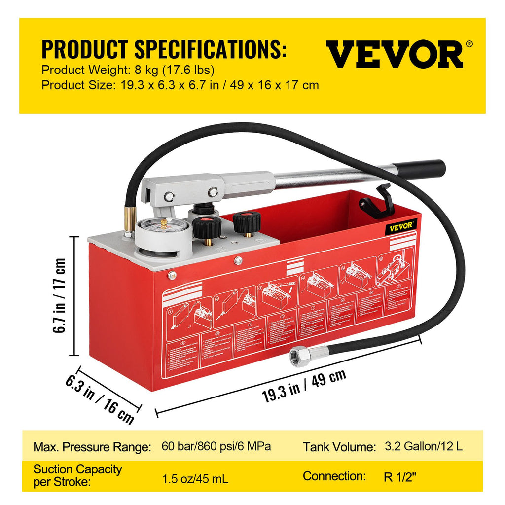 Hidraulinis slėgio bandymo siurblys VEVOR SYB-60B, 60 bar