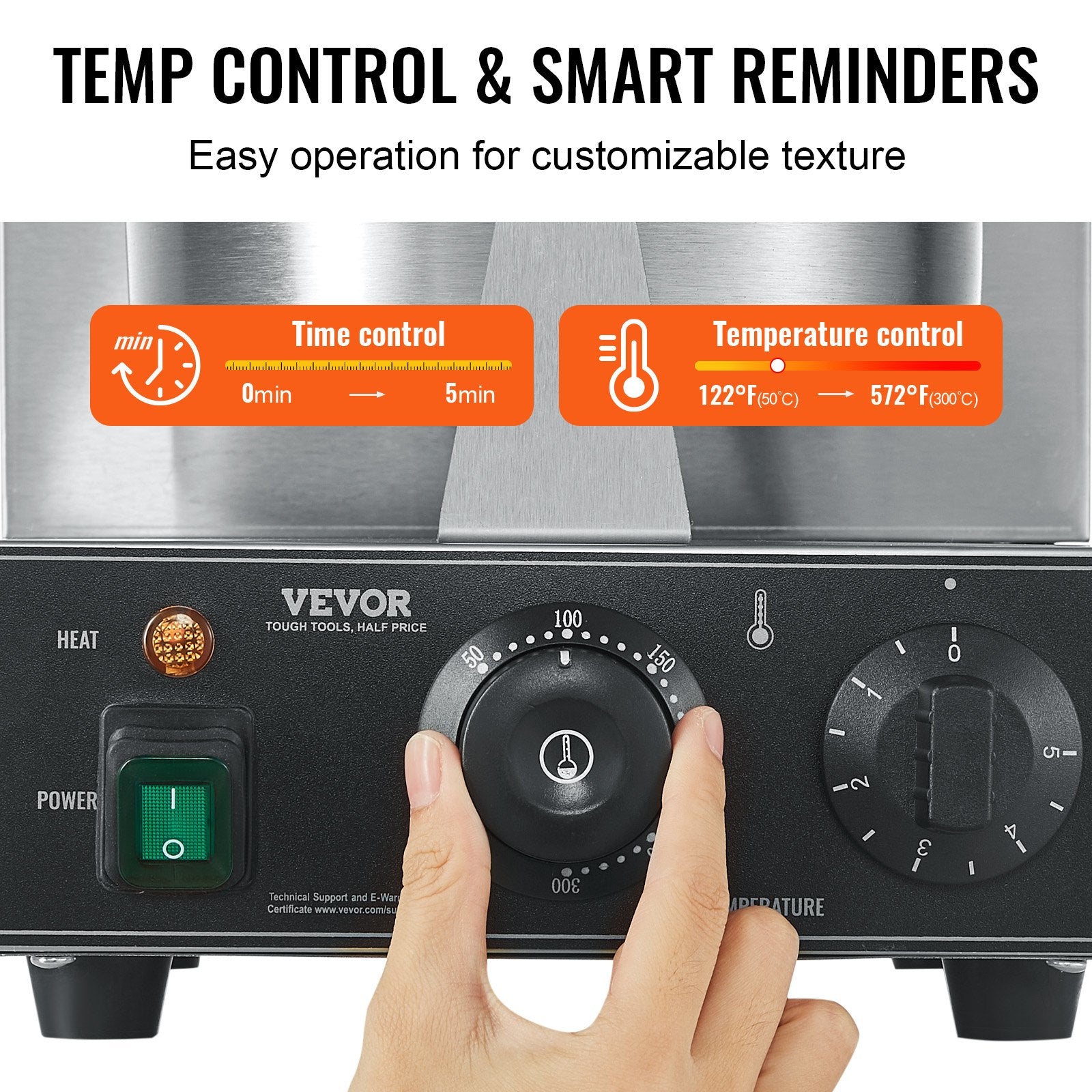 Elektrinė ledų vaflių kepyklė VEVOR HT-1A, 1230 W