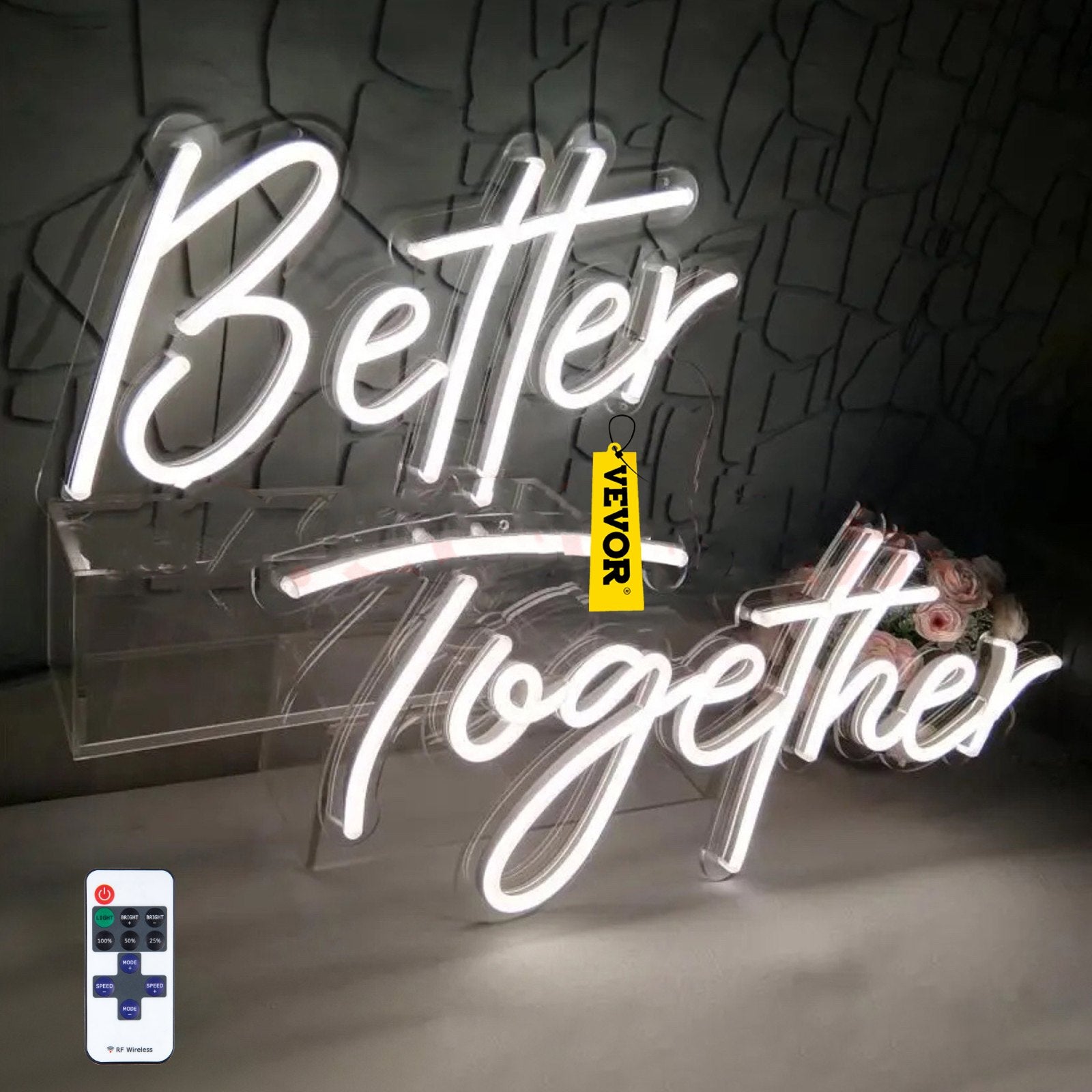 Neono užrašas VEVOR Better Together, 61 x 25,4 cm ir 43,2 x 23 cm