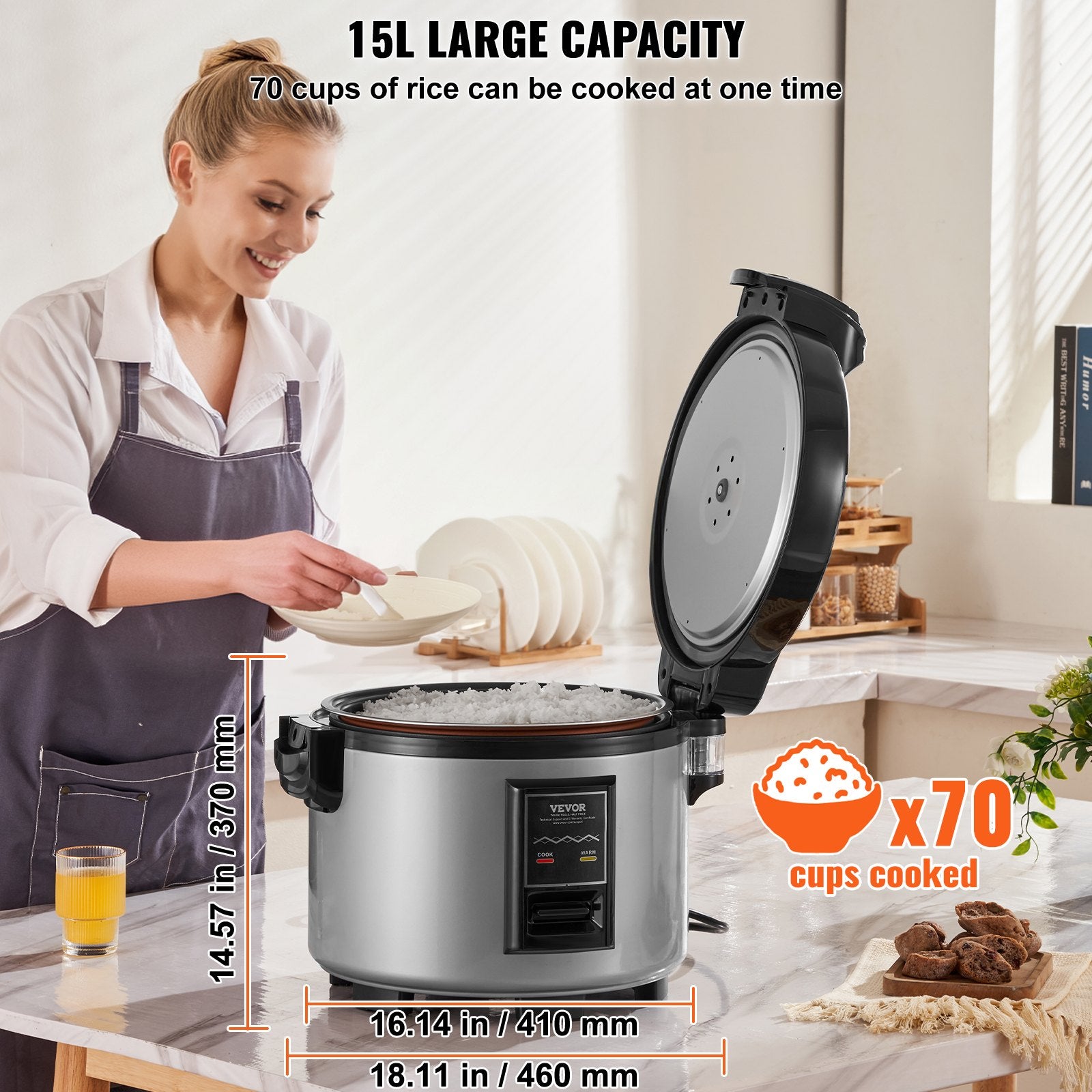 Profesionalus ryžių virimo puodas VEVOR X901, 15 l