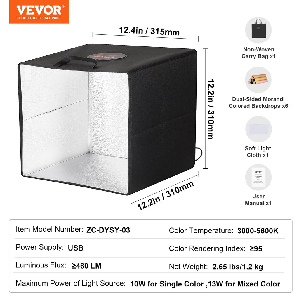 Fotostudijos šviesdėžė VEVOR ZC-DYSY-03, 315x310x310 mm
