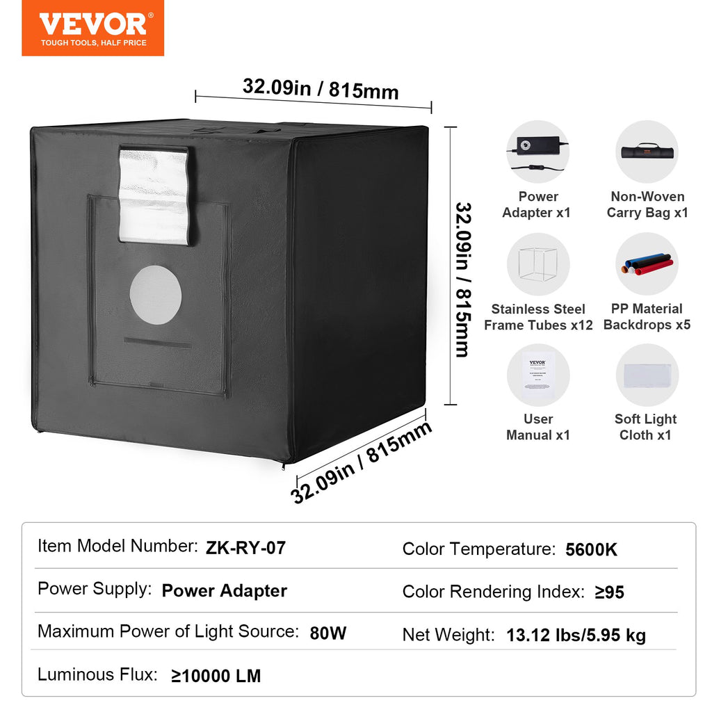 Fotostudijos šviesdėžė VEVOR ZK-RY-07, 815x815x815 mm