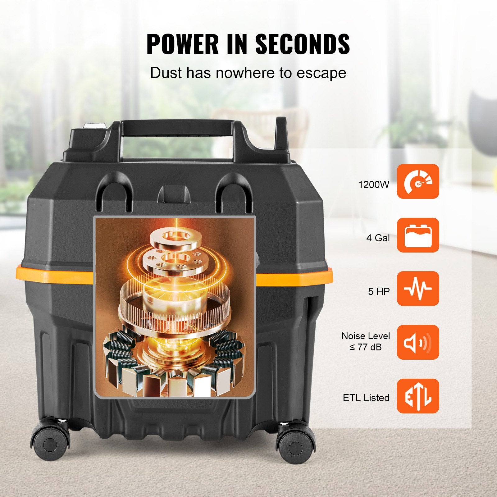 Drėgno ir sauso valymo siurblys VEVOR YLW6222, 15 l