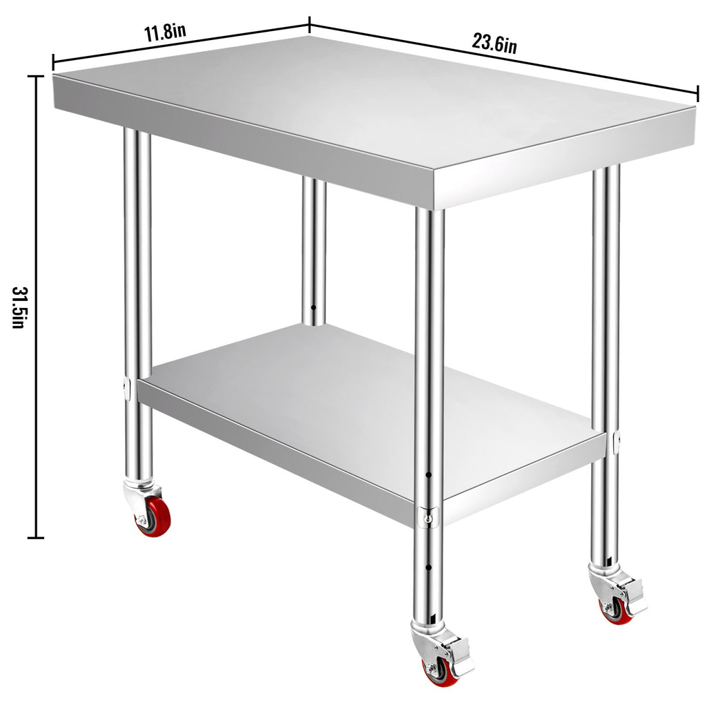 Nerūdijančio plieno darbo stalas VEVOR GZT61*30.5*85, 307 x 612 x 862 mm