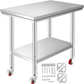 Nerūdijančio plieno darbo stalas VEVOR GZT76X60L, 76x60x85 cm