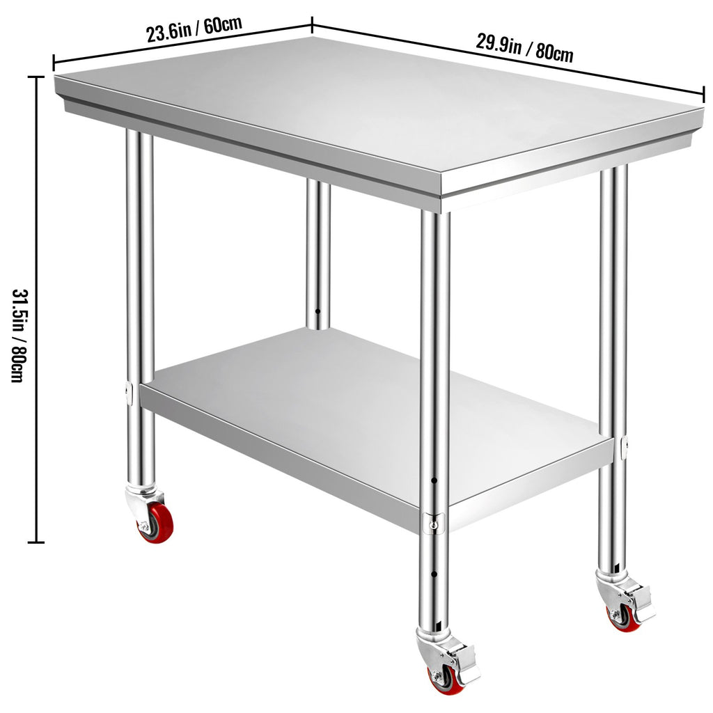 Nerūdijančio plieno darbo stalas VEVOR GZT76X60L, 76x60x85 cm