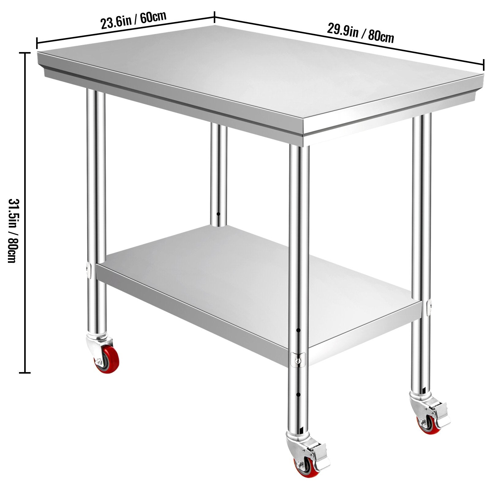 Nerūdijančio plieno darbo stalas VEVOR GZT76X60L, 76x60x85 cm