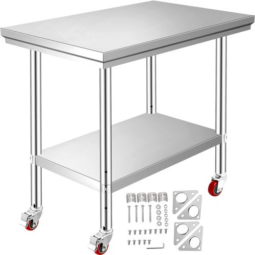 Nerūdijančio plieno darbo stalas VEVOR GZT90X60L, 90x60 cm