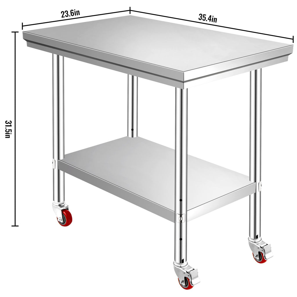 Nerūdijančio plieno darbo stalas VEVOR GZT90X60L, 90x60 cm
