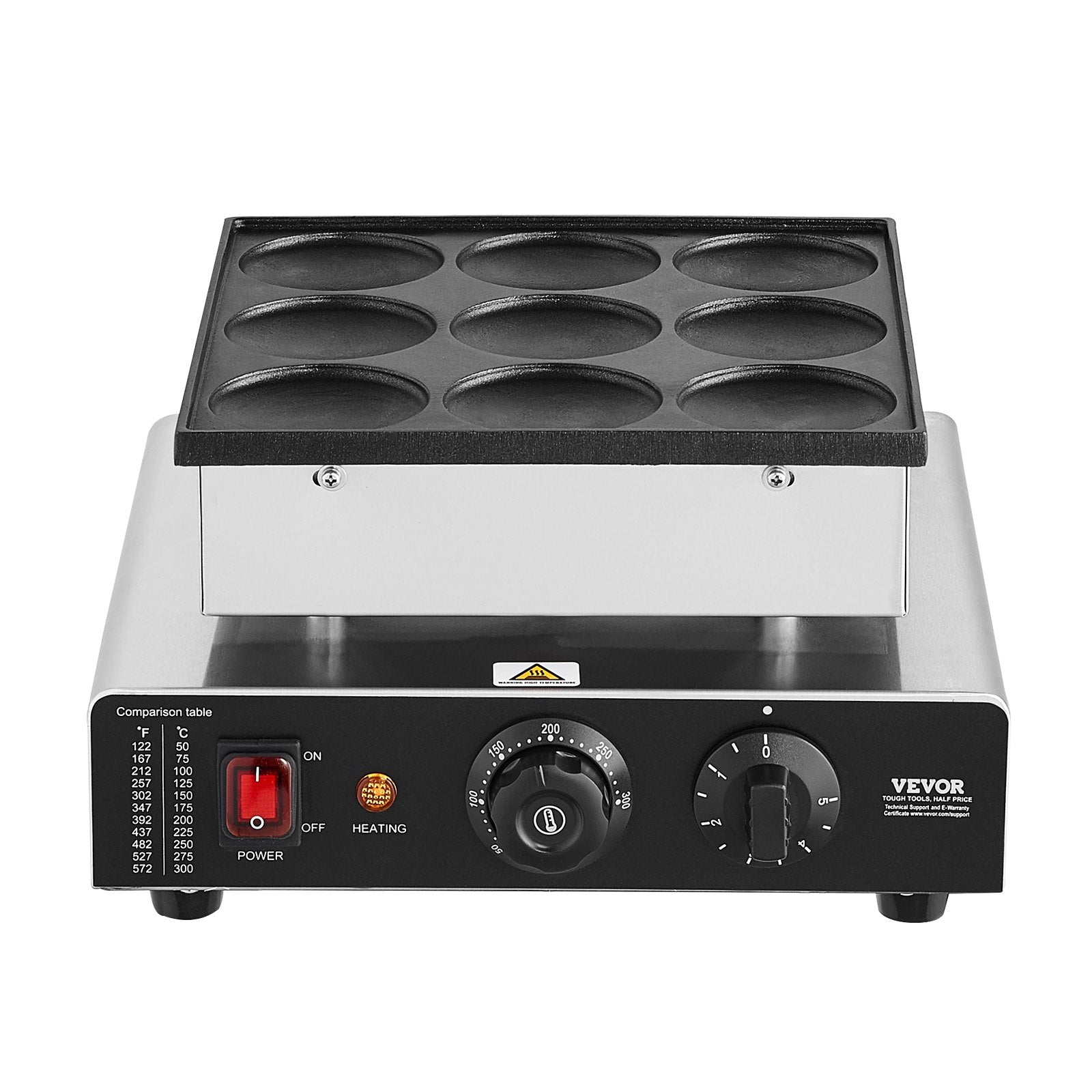 Olandiškų blynelių keptuvė VEVOR PC-9, 850W