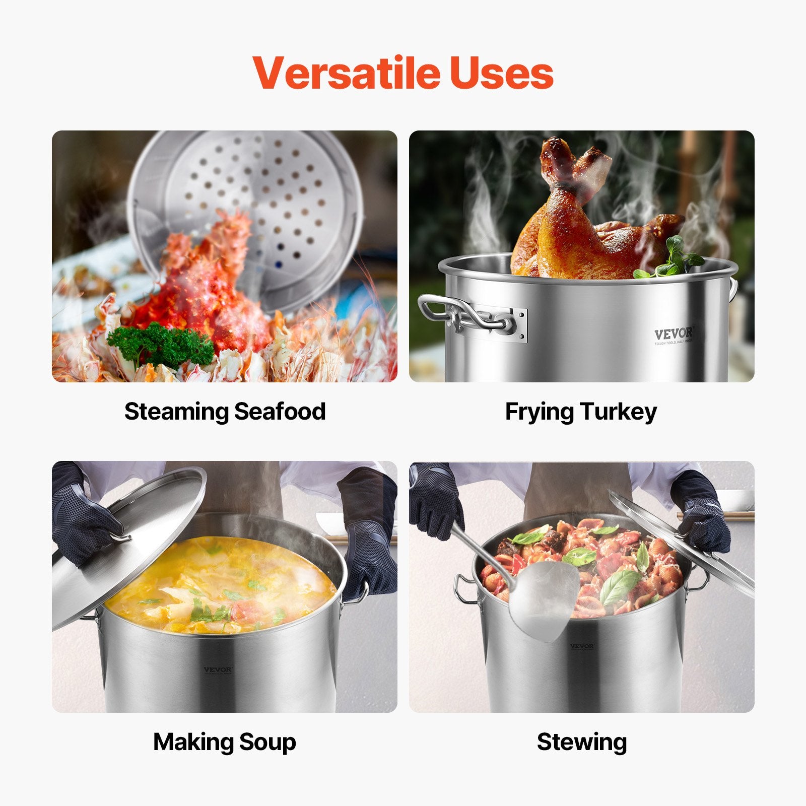 Nerūdijančio plieno puodas VEVOR SP100QT505006S, 94,6 l