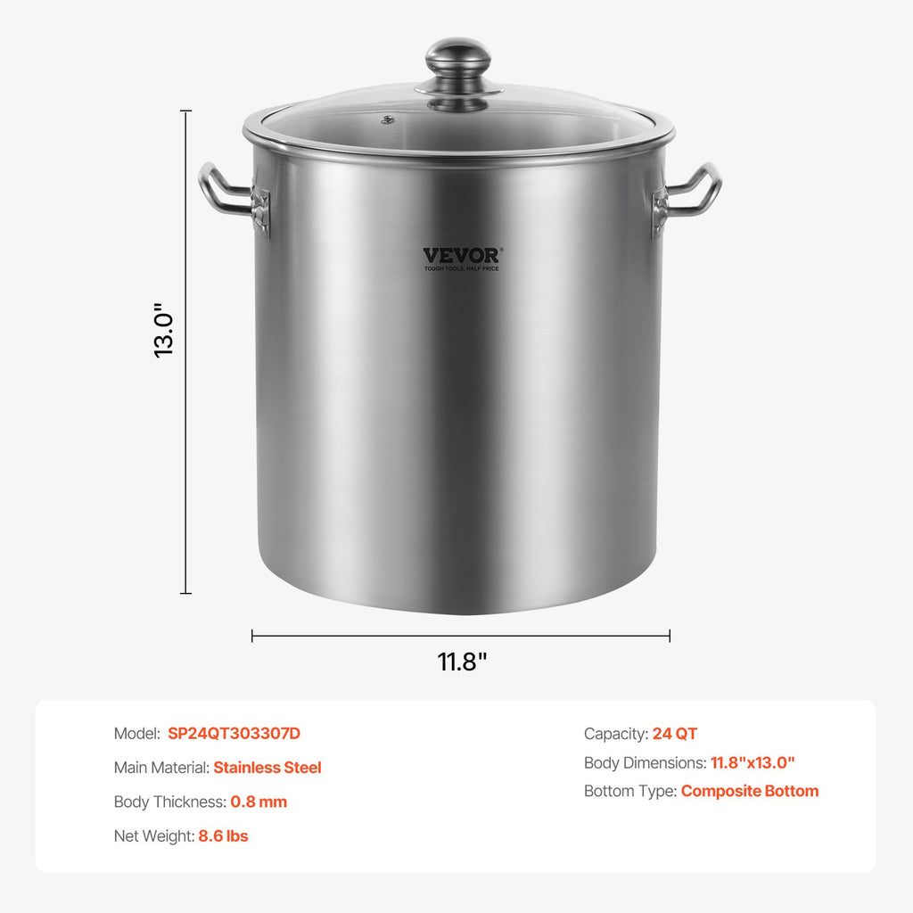 Nerūdijančio plieno puodas VEVOR SP24QT303307D, 22,7 l