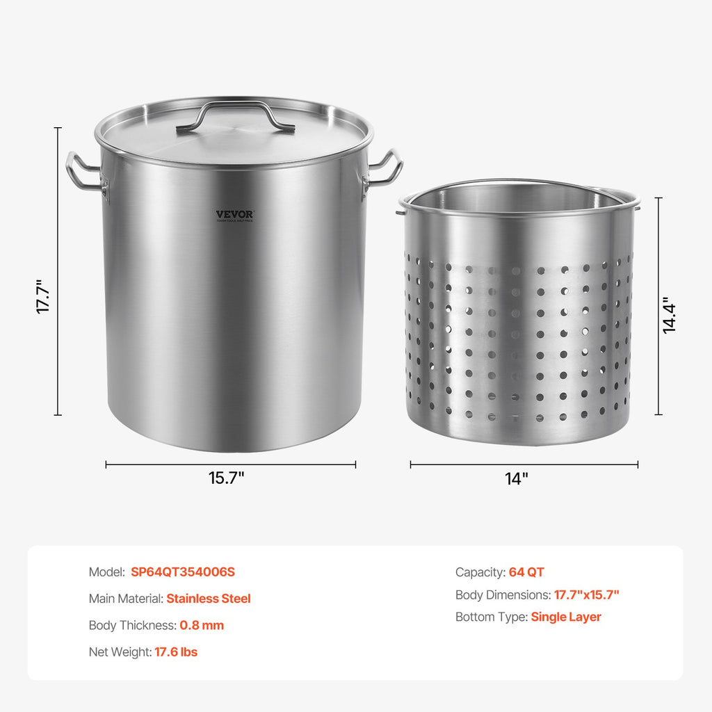 Nerūdijančio plieno puodas VEVOR SP64QT404506S, 54 l