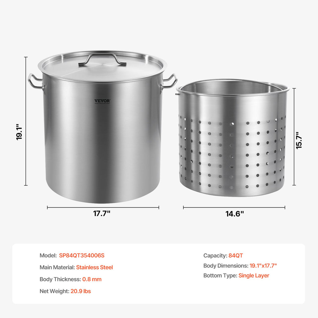 Nerūdijančio plieno puodas VEVOR SP84QT454906S, 79,5 l