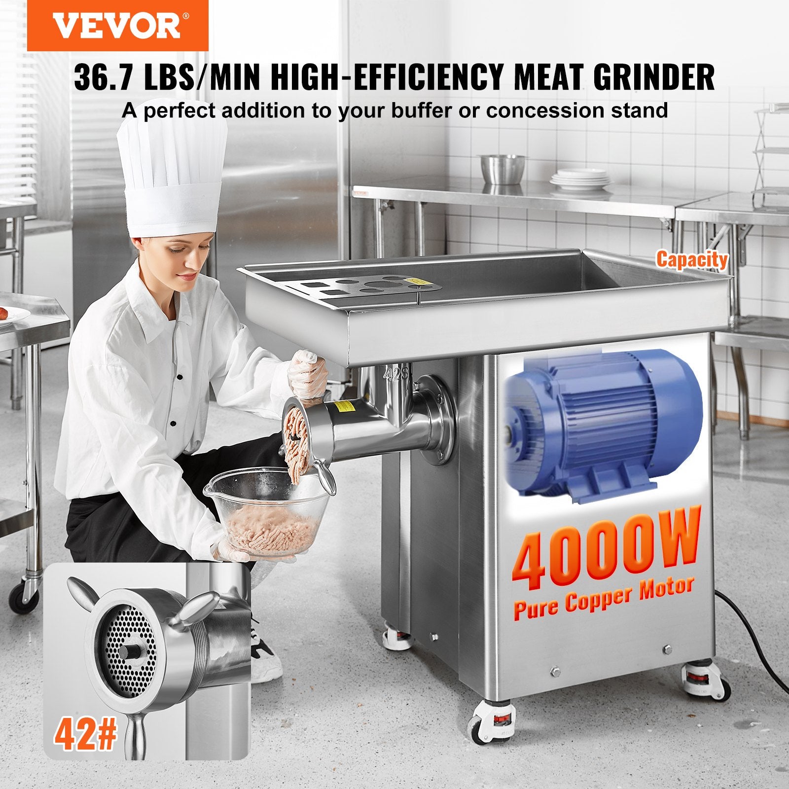 Elektrinė mėsos malimo mašina VEVOR DJ-42, 4000 W