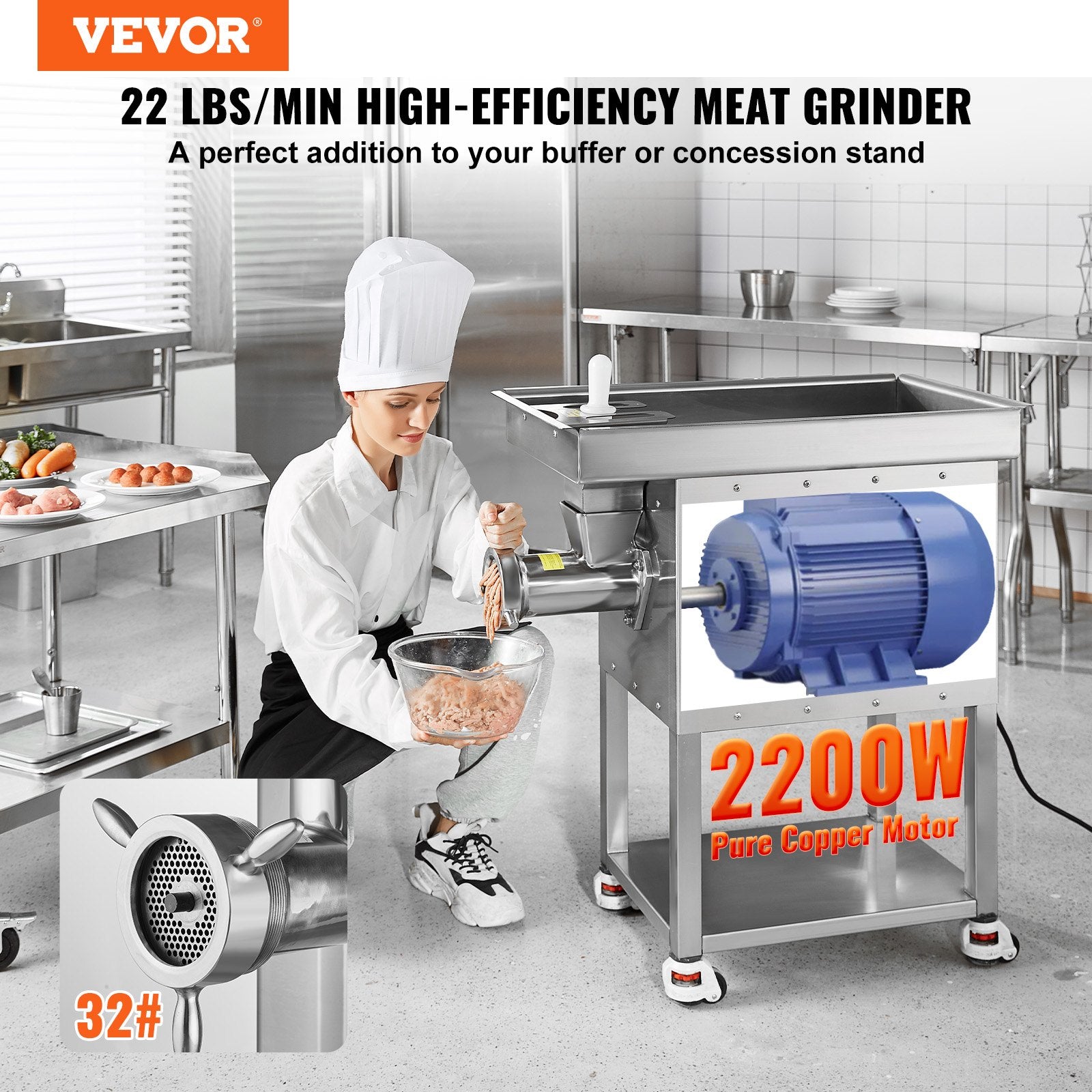 Elektrinė mėsos malimo mašina VEVOR YD-DJ-32C, 2200 W
