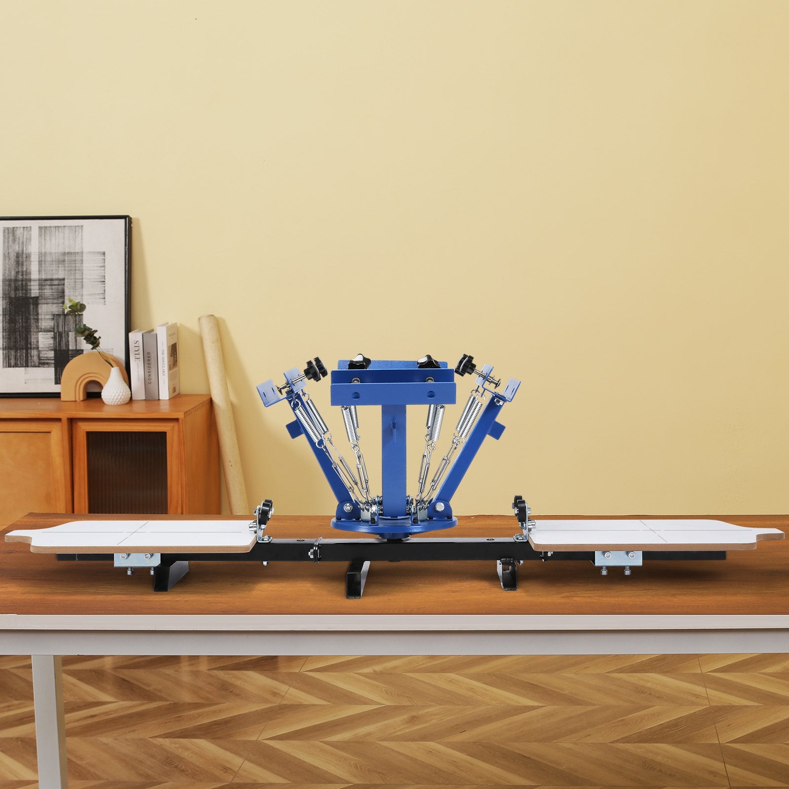 Šilkografijos staklės VEVOR 4 spalvų 2 stotelių, 54x45 cm darbinis plotas