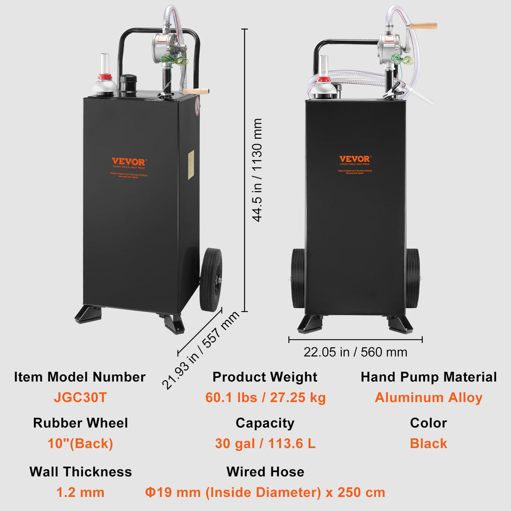 Mobili kuro talpa VEVOR 30 Gallon, 113,5 l