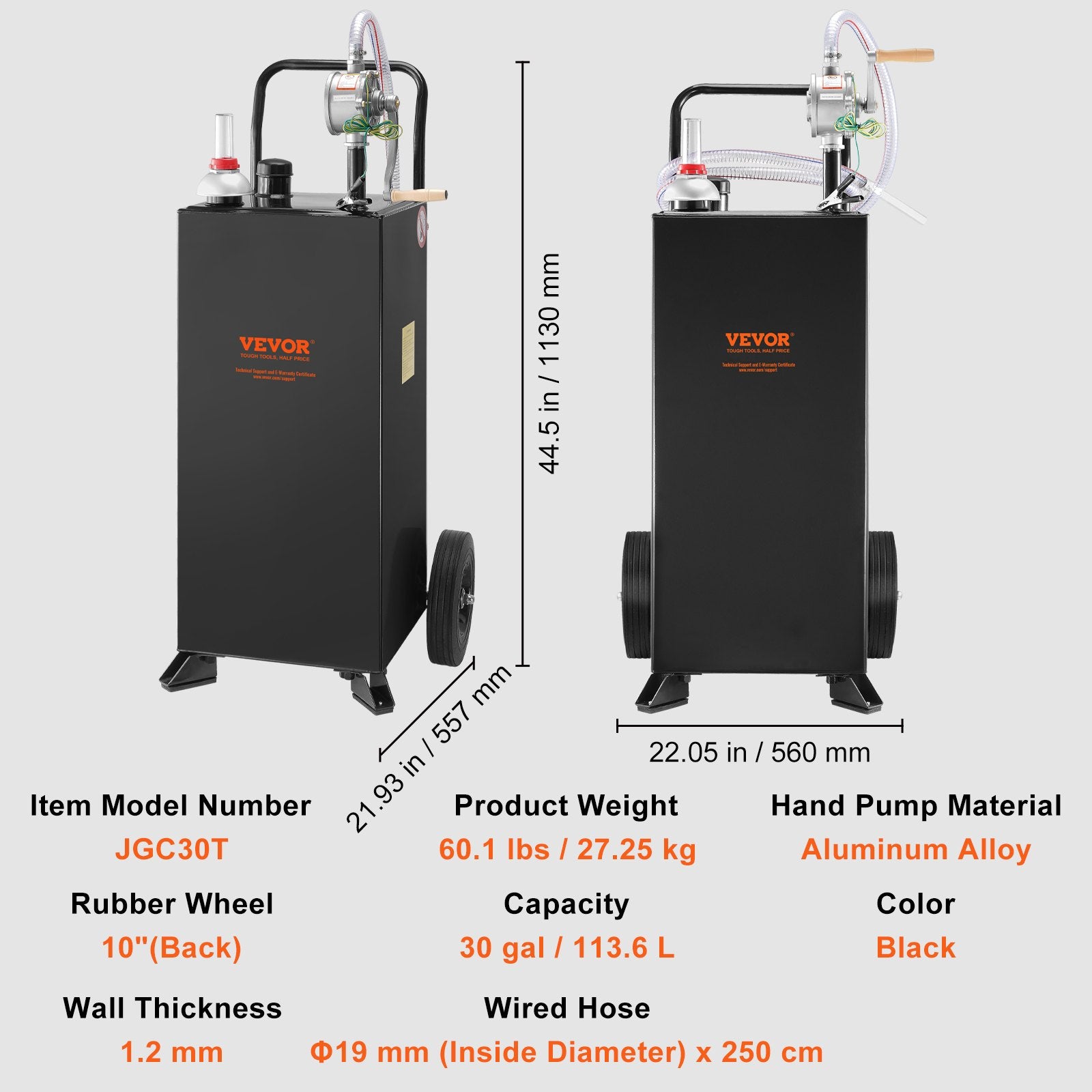Mobili kuro talpa VEVOR 30 Gallon, 113,5 l