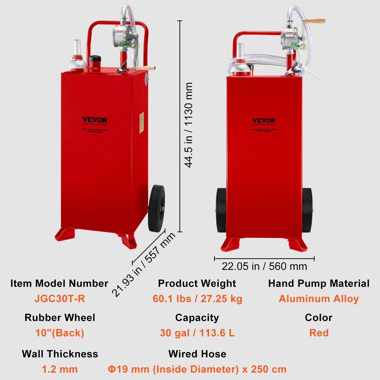 Mobili kuro talpa VEVOR 30 Gallon Fuel Caddy, 113 l