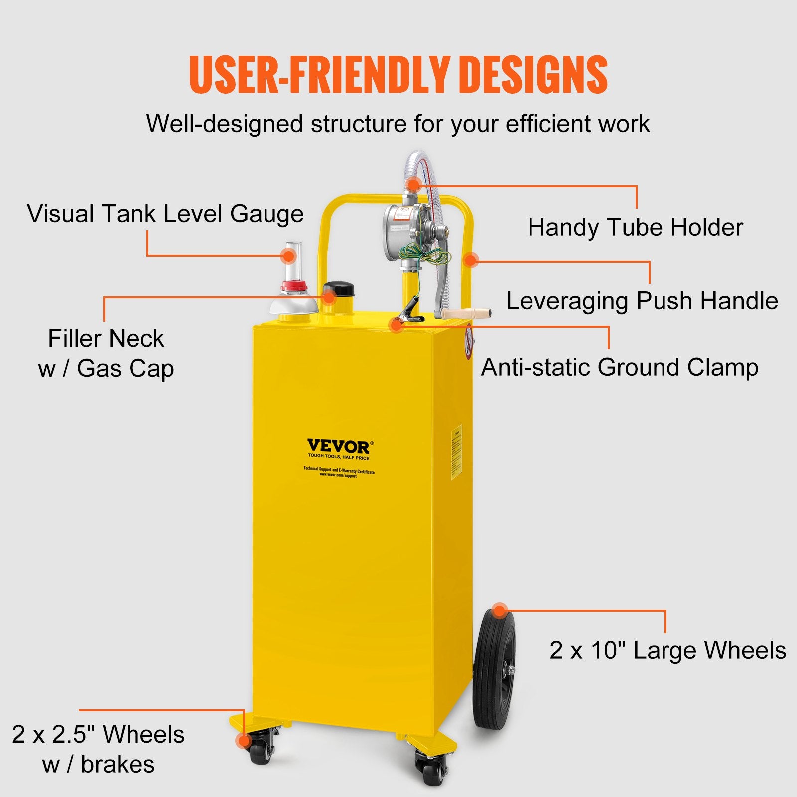 Mobili kuro talpa VEVOR 30 Gallon Fuel Caddy, 113,5 l