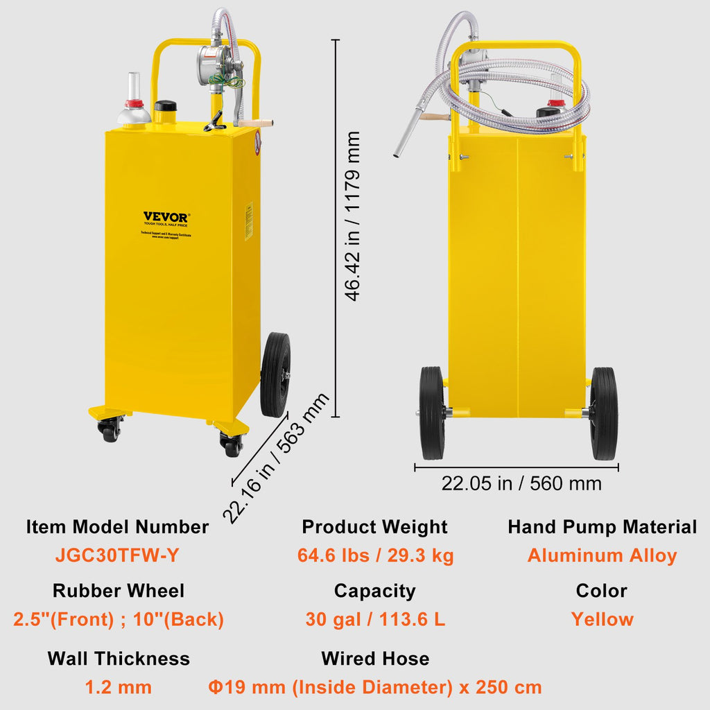 Mobili kuro talpa VEVOR 30 Gallon Fuel Caddy, 113,5 l
