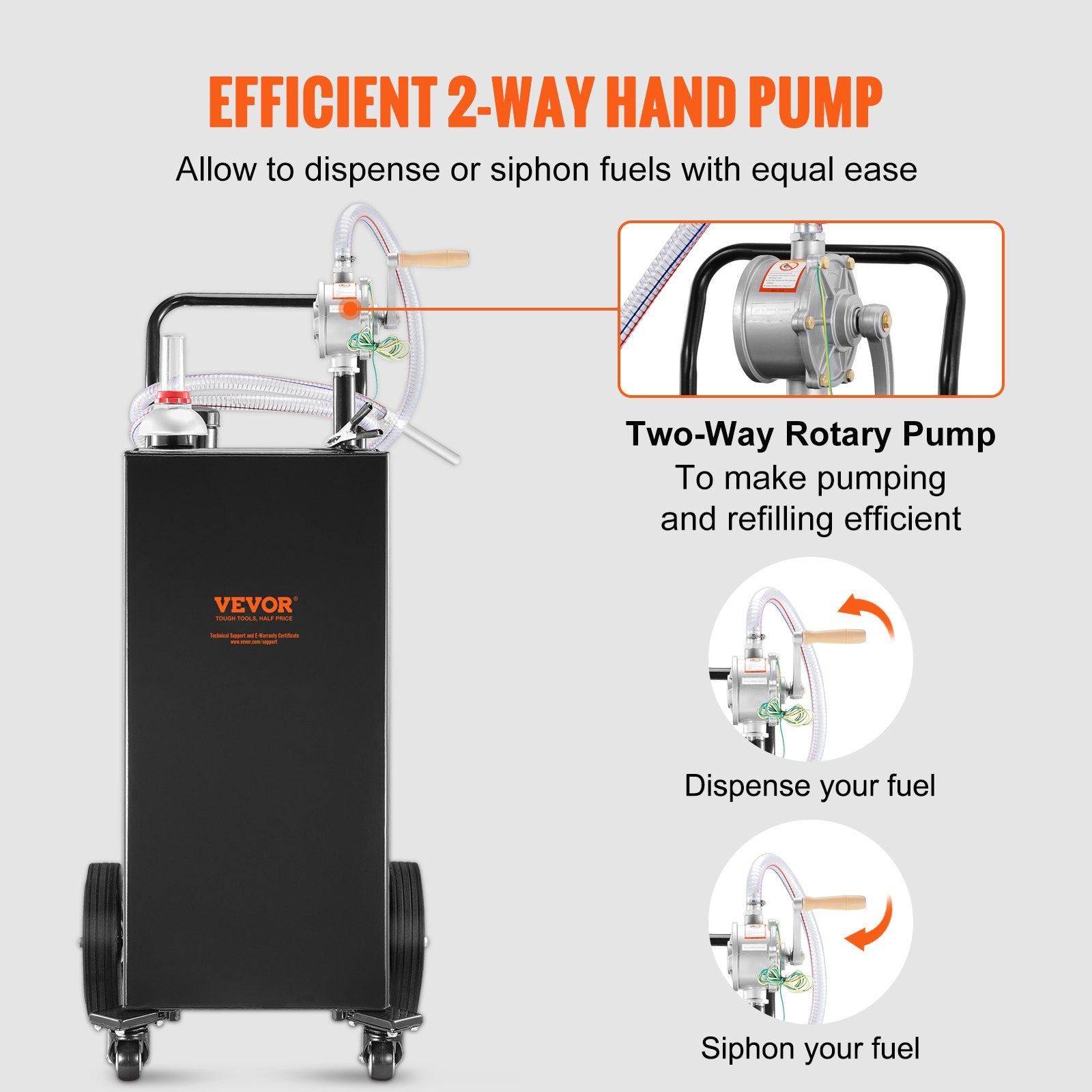 Kuro talpa su ratukais VEVOR 35 Gallon Fuel Caddy, 132 l