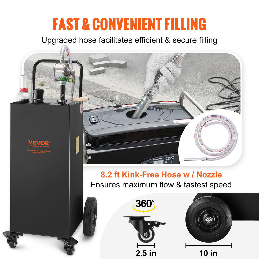 Kuro talpa su ratukais VEVOR 35 Gallon Fuel Caddy, 132 l