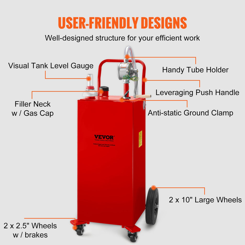 Mobili kuro talpa VEVOR 35 Gallon Fuel Caddy, 132 l