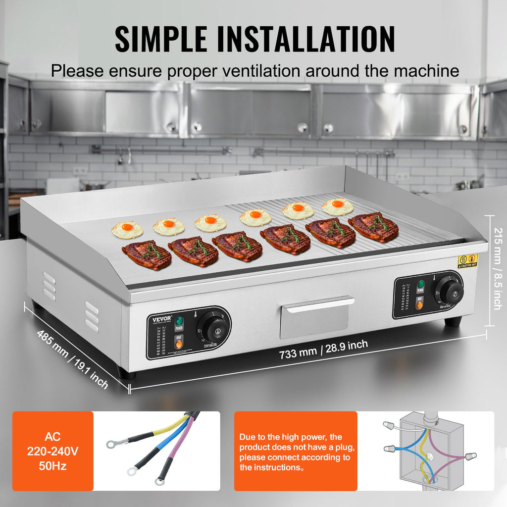 Elektrinė kepimo plokštuma VEVOR HT-822, 4400W