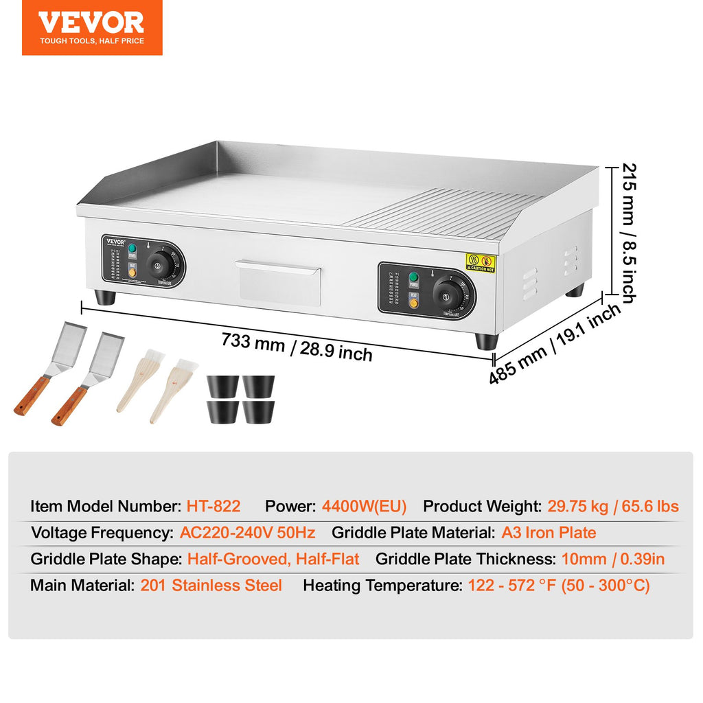Elektrinė kepimo plokštuma VEVOR HT-822, 4400W