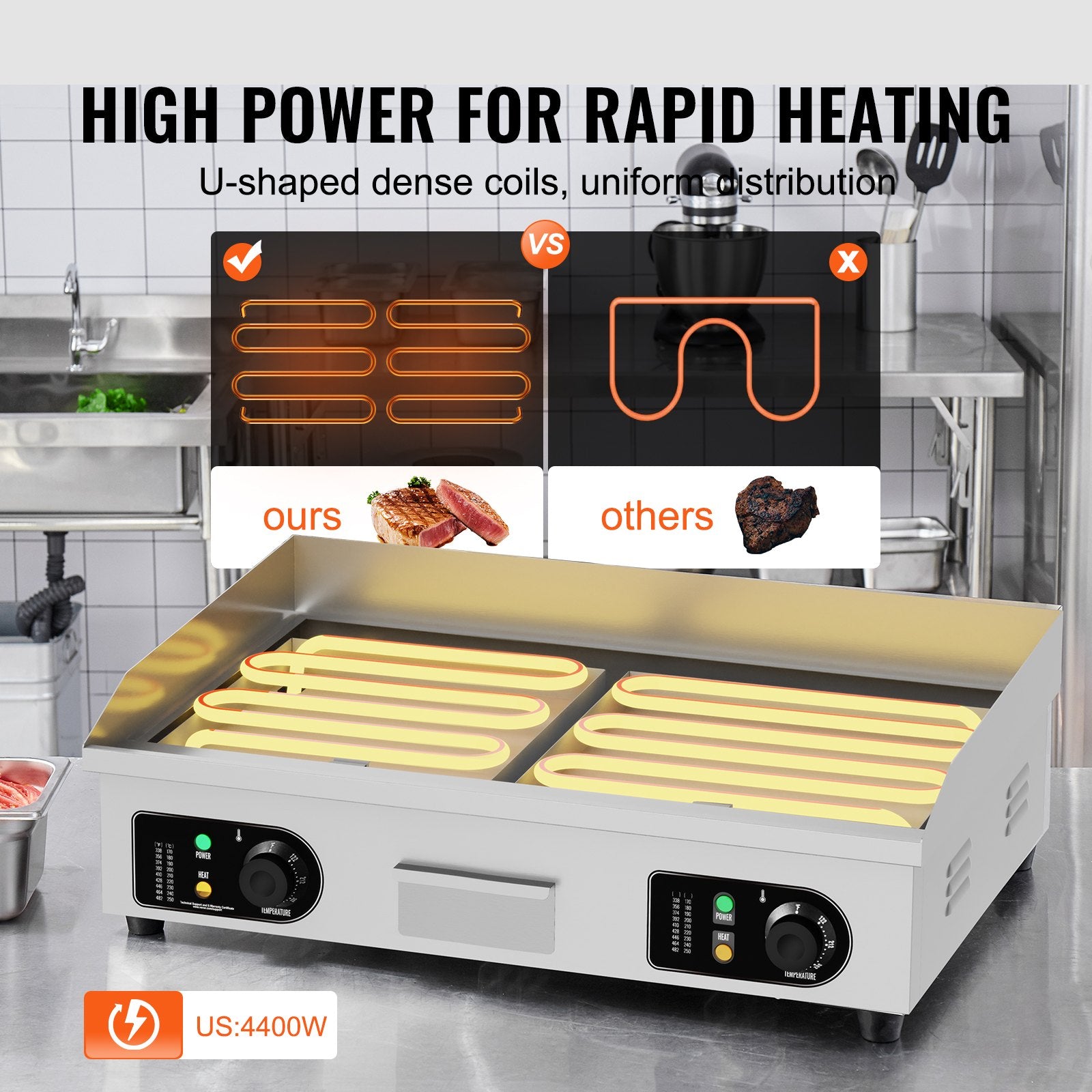 Elektrinė kepimo plokštuma VEVOR HT-820, 4400W