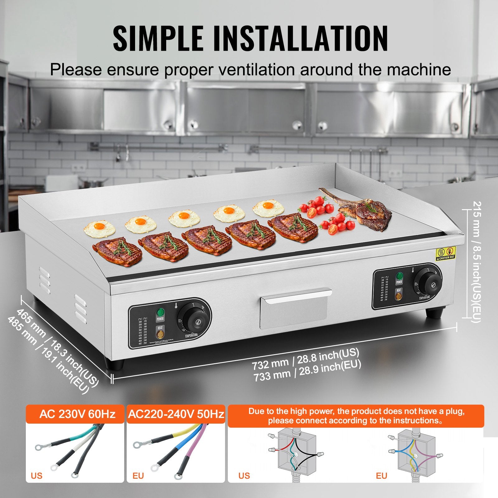 Elektrinė kepimo plokštuma VEVOR HT-820, 4400W
