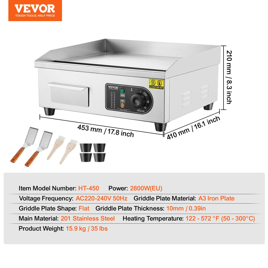 Elektrinis kepimo paviršius VEVOR HT-450, 2800W