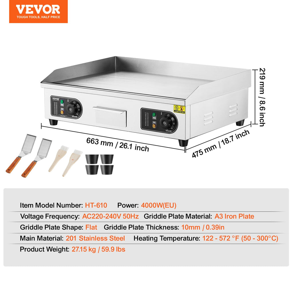 Elektrinis kepimo paviršius VEVOR HT-610, 4000W