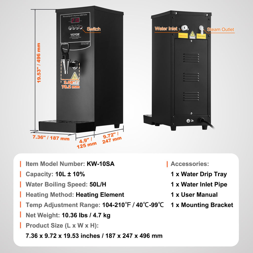 Komercinis vandens virintuvas VEVOR KW-10SA, 2500W