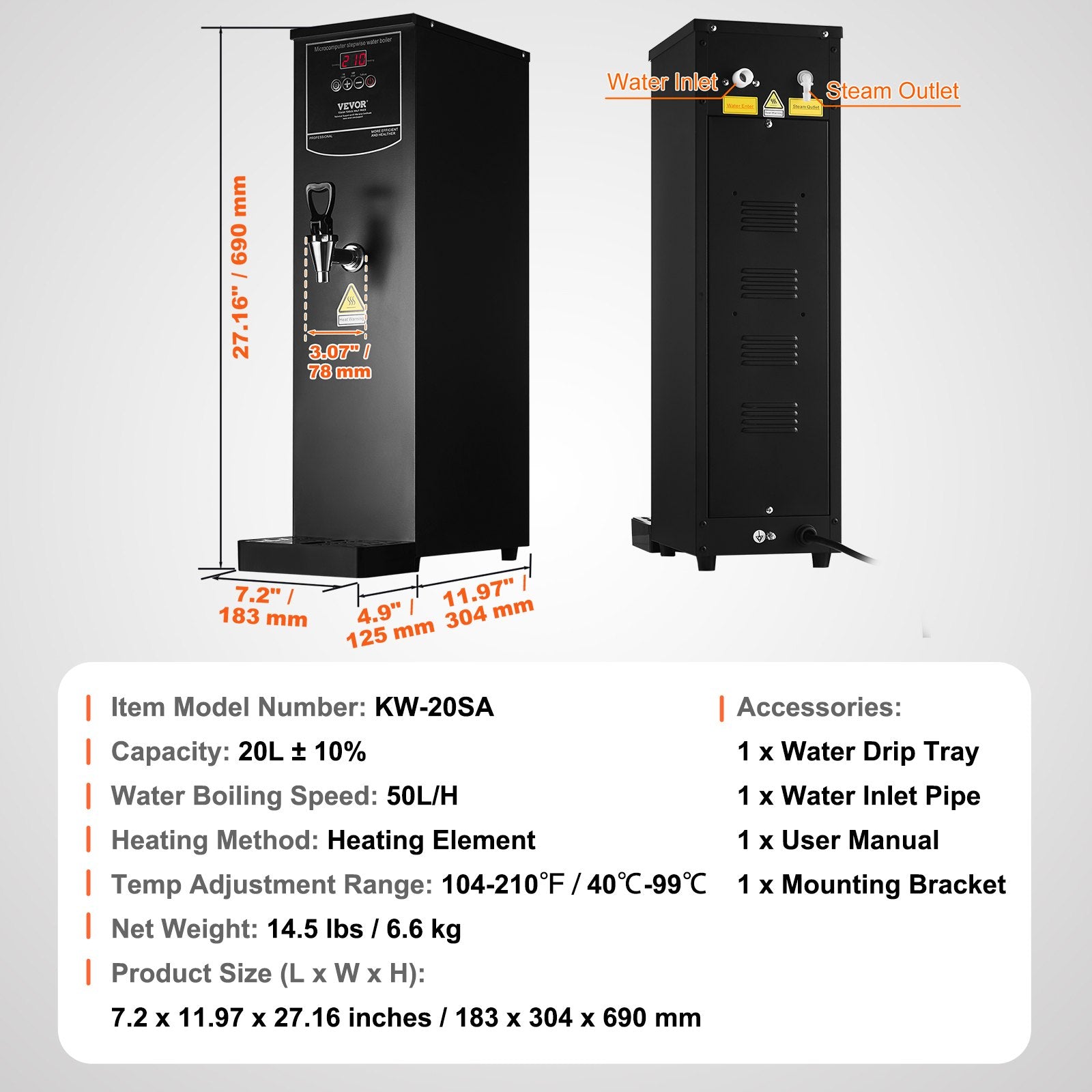 Pramoninis vandens virintuvas VEVOR KW-20SA, 3000W