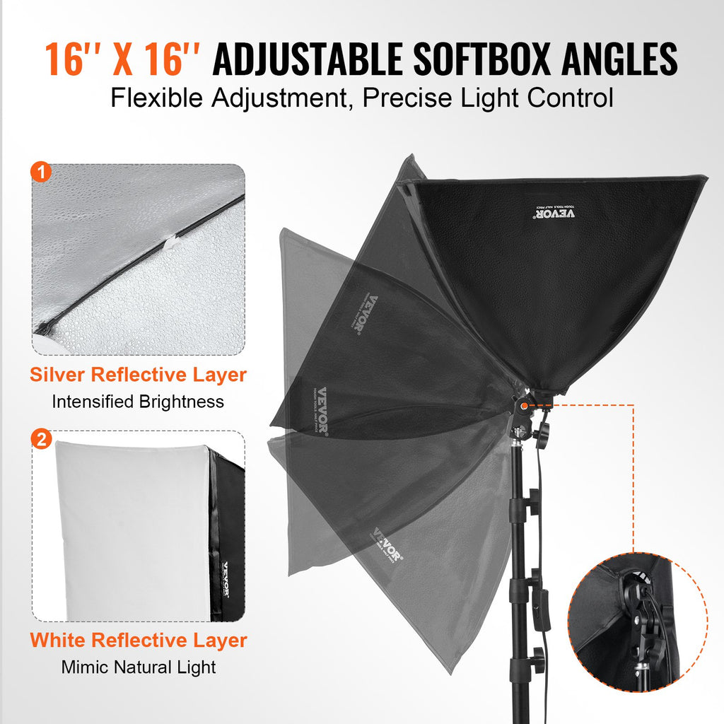 Softbox apšvietimo komplektas VEVOR YX-RGX002, 40x40 cm