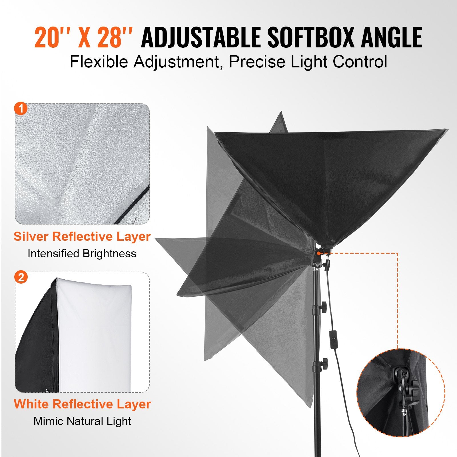 Softbox apšvietimo komplektas VEVOR YX-RGXB02(EU), 50x70 cm