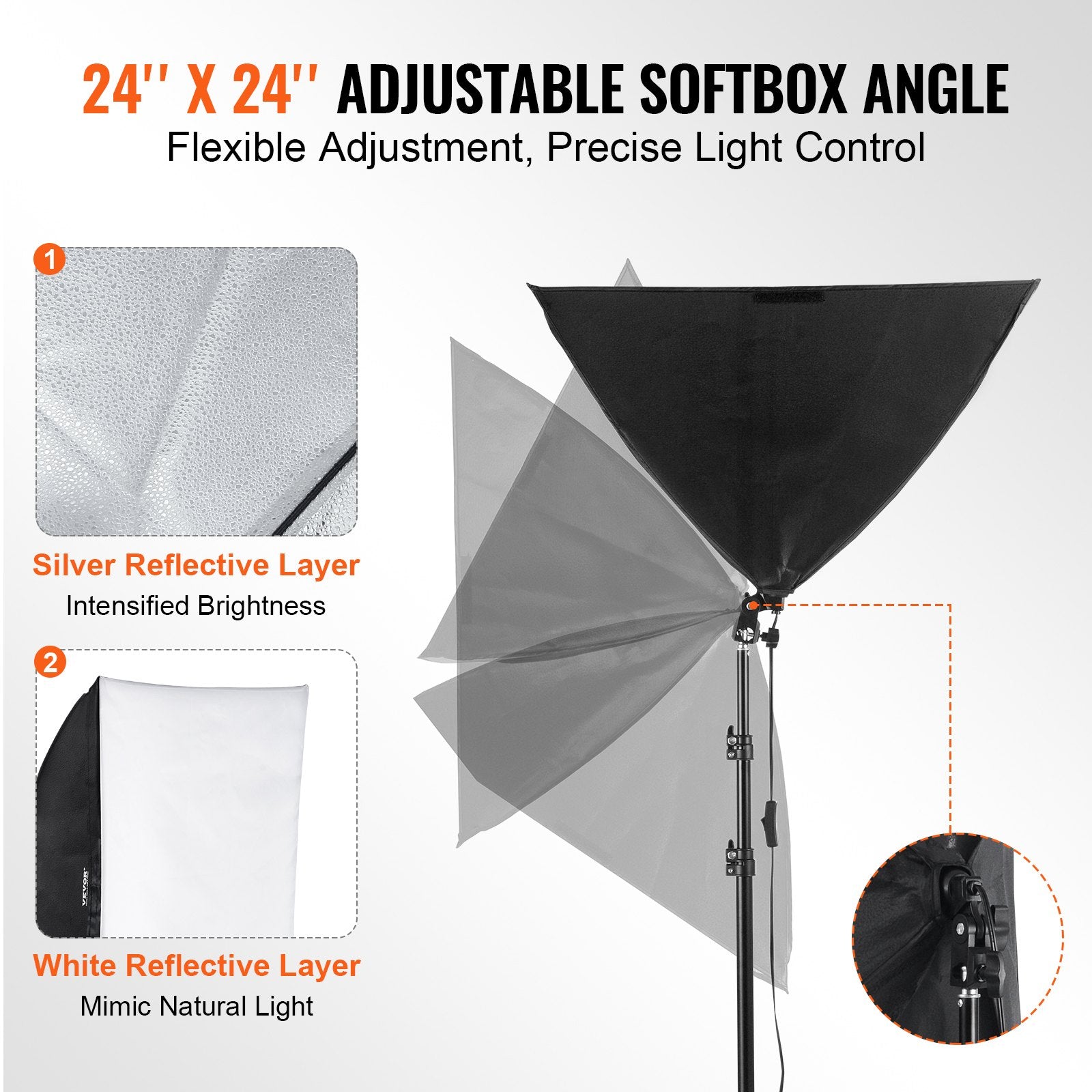 Minkštos šviesos dėžių rinkinys (Softbox) VEVOR YX-RGXB01, 60x60 cm
