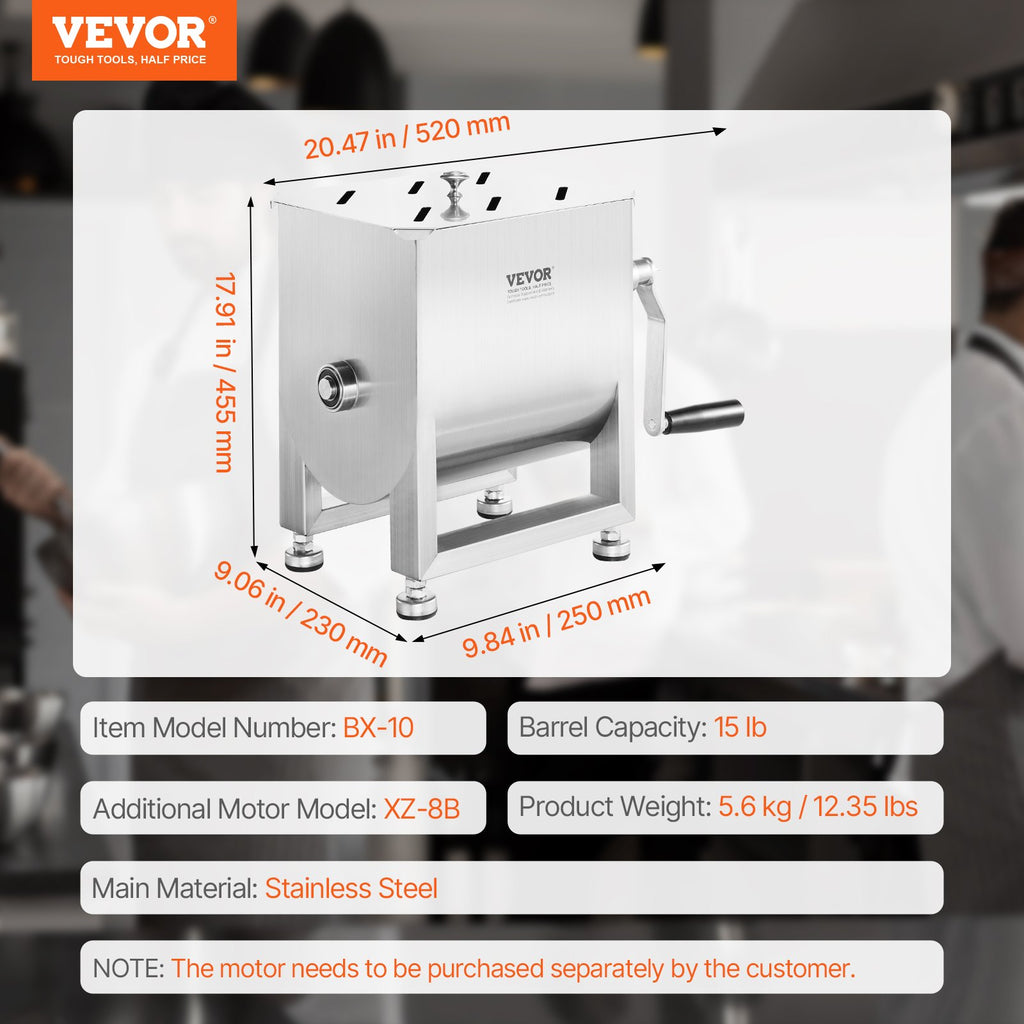 Rankinė mėsos maišyklė VEVOR BX-10, 10 l
