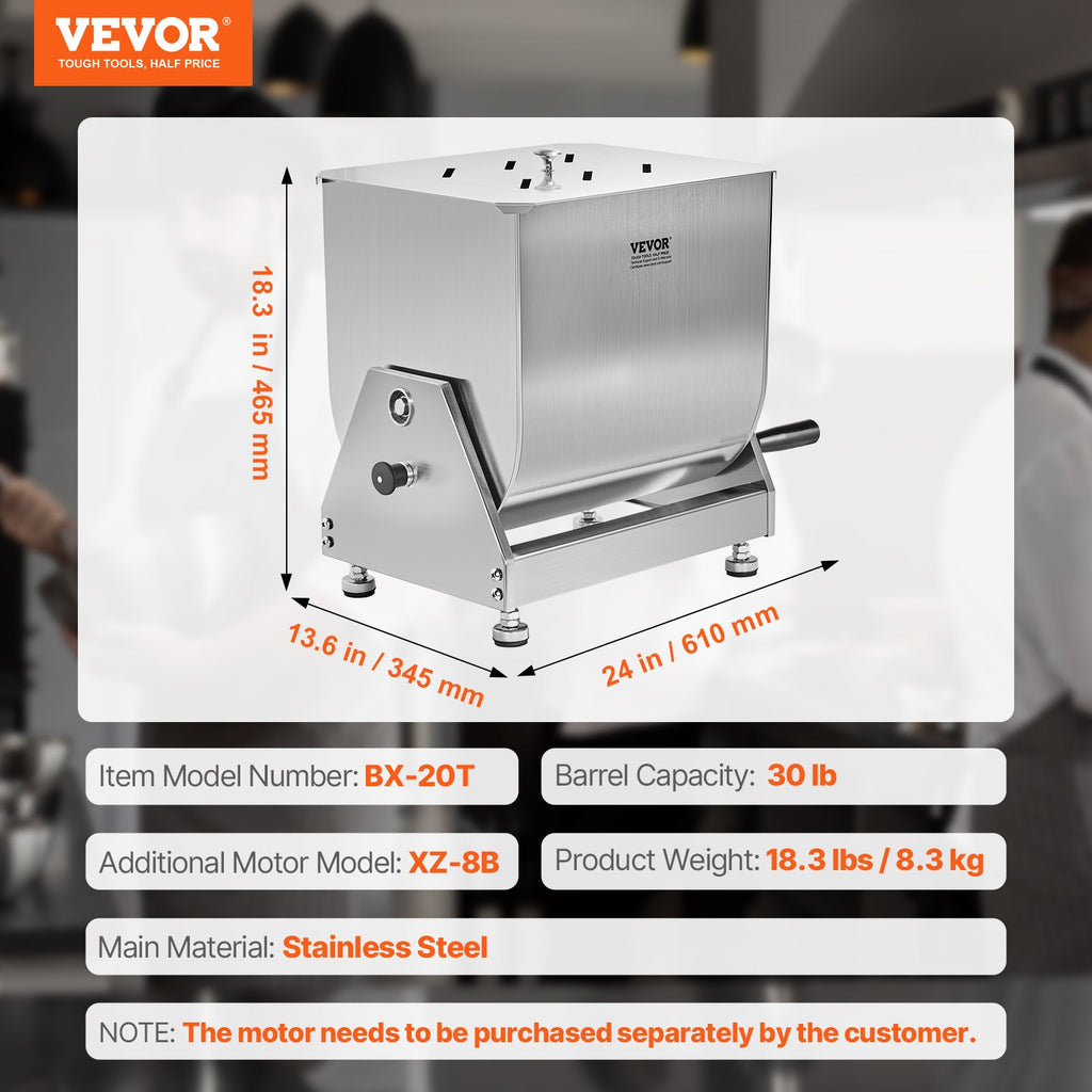 Rankinė mėsos maišyklė VEVOR BX-20T, 20 l talpa