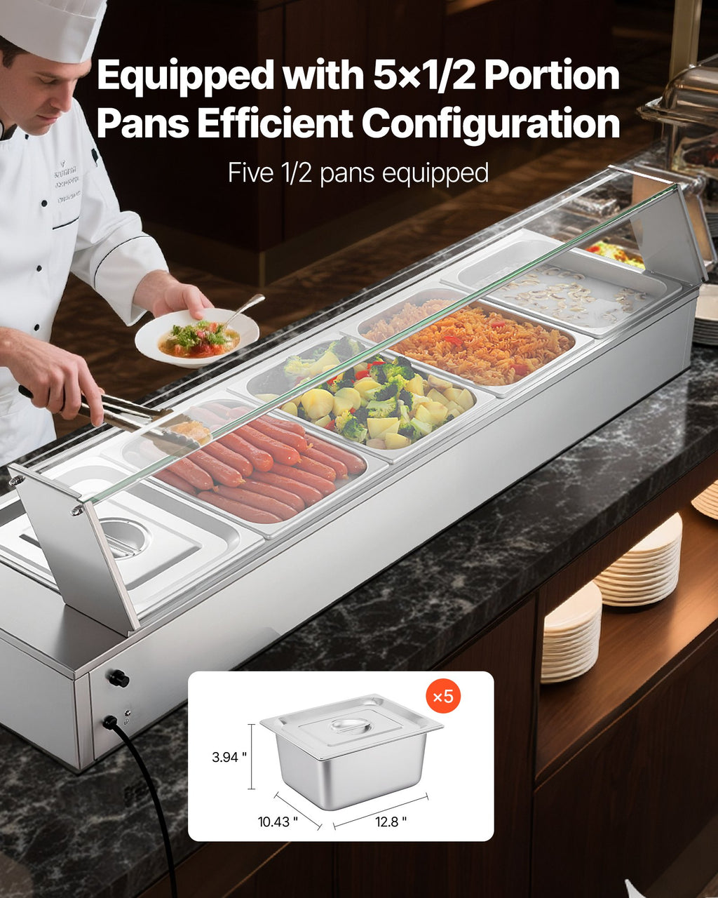 Maisto šildytuvas (Bain Marie) VEVOR M-2215, 1500W