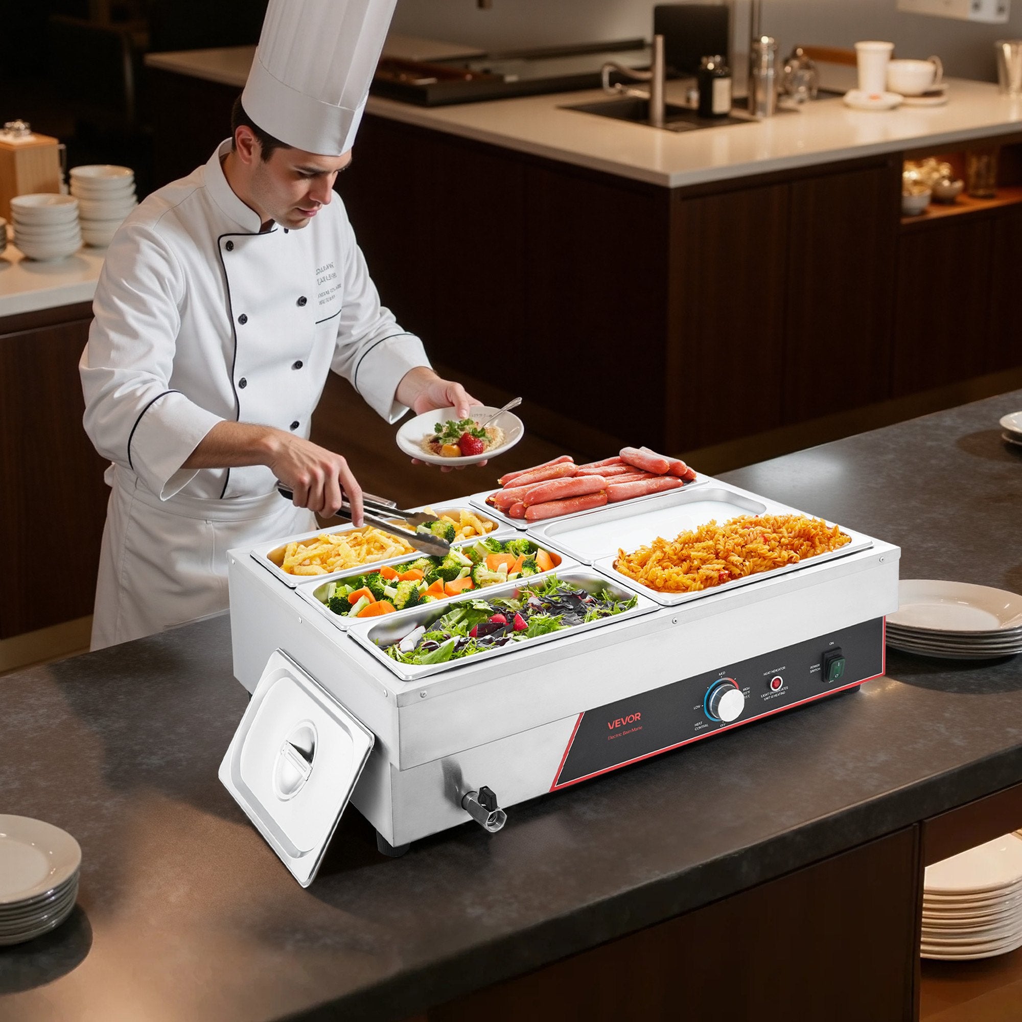 Elektrinis maisto šildytuvas (marmitas) VEVOR SKT1/1*2, 1500W