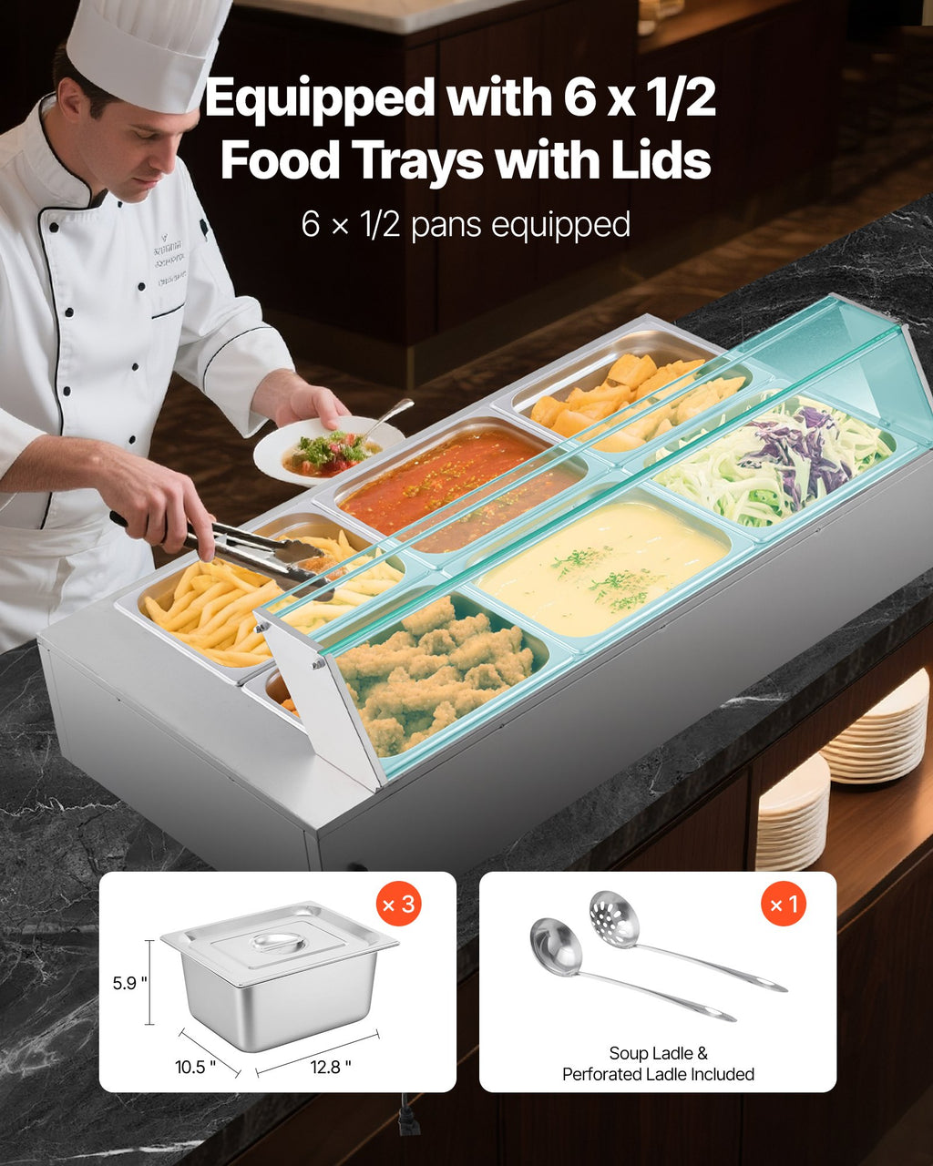 Maisto šildytuvas (Bain Marie) VEVOR M-2223, 1500W